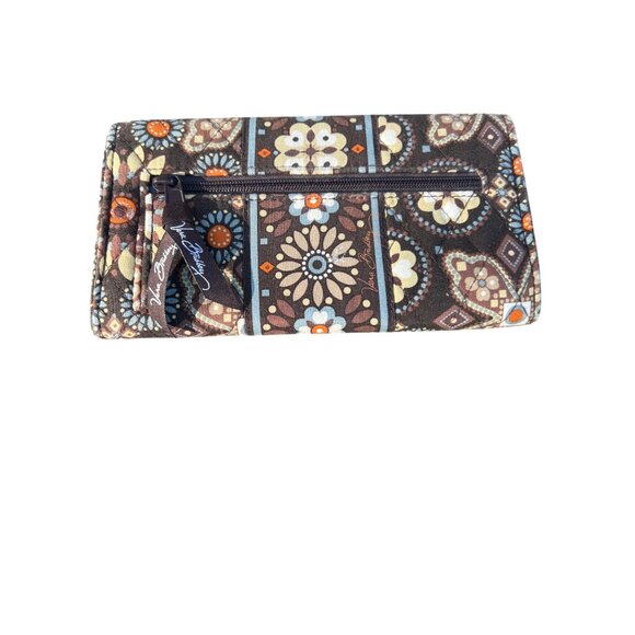 Vera Bradley Canyon Tri Fold Wallet Brown Floral Card Slots Magnetic Clasp - Picture 3 of 5